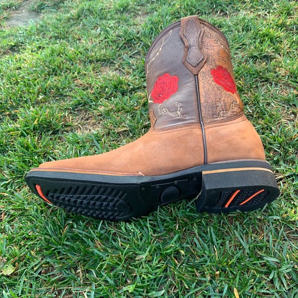 WOMEN'S WESTERN RODEO COWGIRL BOOTS GENUINE LEATHER TAN BOTA DAMA VAQUERA 706 - Picture 6 of 7